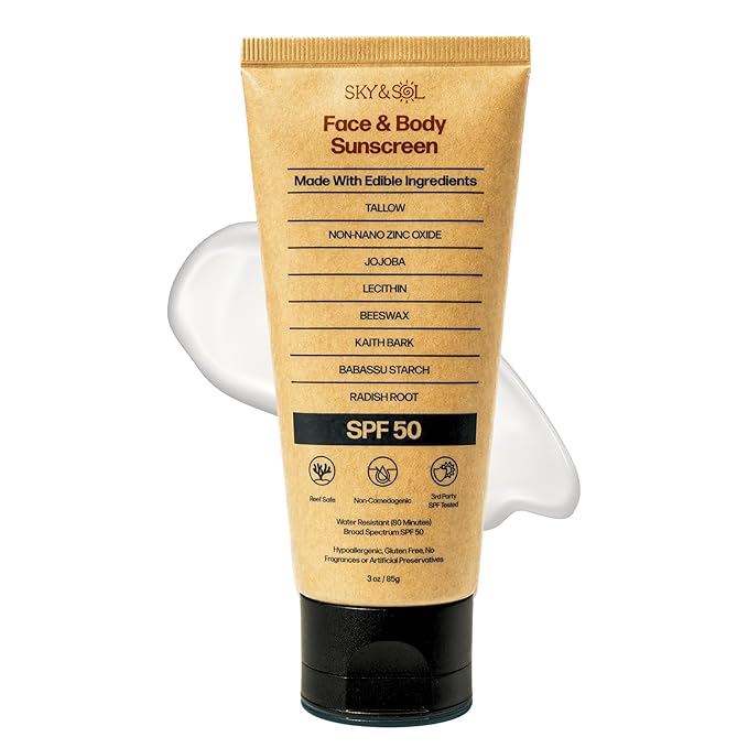 Sky and Sol Non-Toxic Natural Mineral Sunscreen SPF 50, 85 g/3 Fl. Oz.